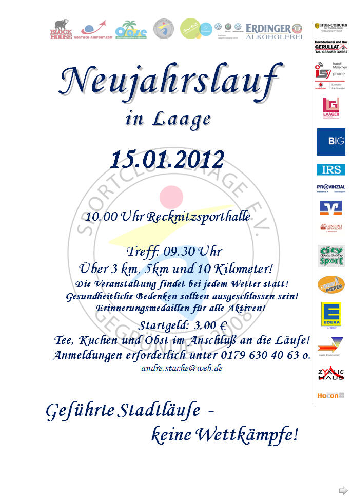 Neujahrslauf in Laage am 15.01.2012